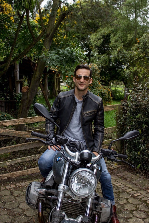 R79 Leather Jacket Distressed Black 