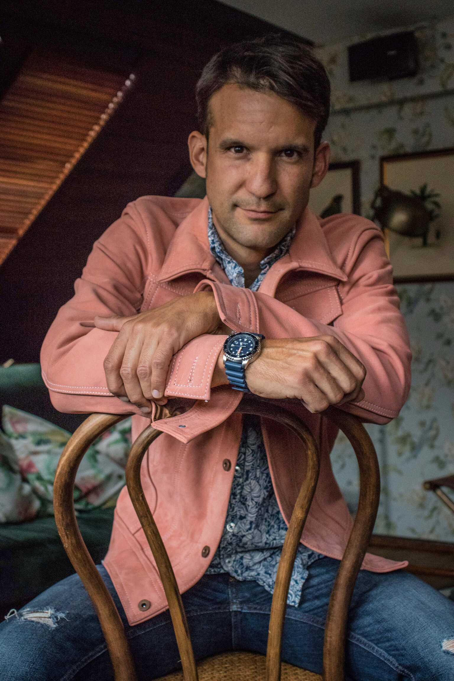 PINK TRUCKER jacket mens genuine bison suede unique luxury Etsy