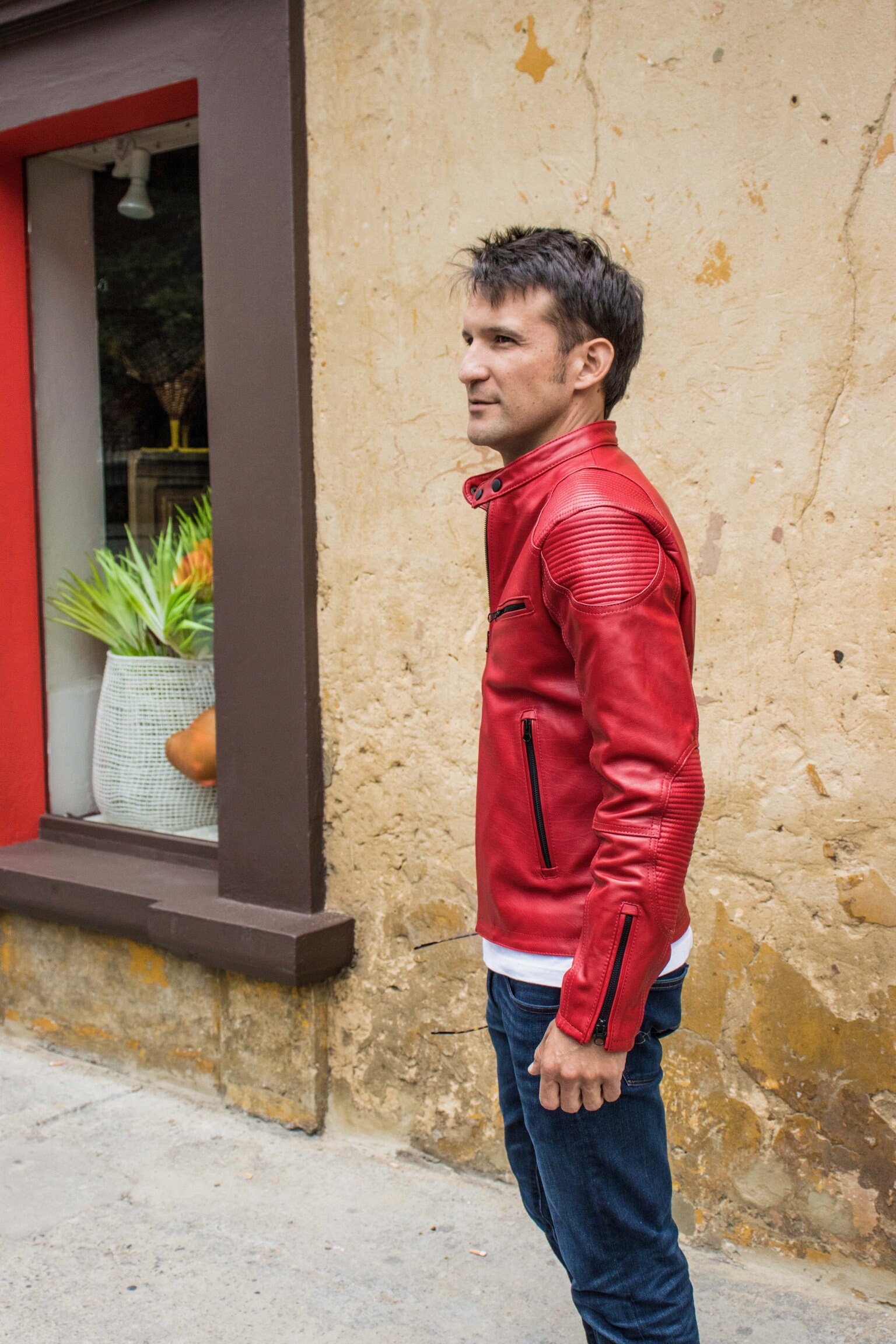 2R Leather Red Jacket Caferacer Vintage 