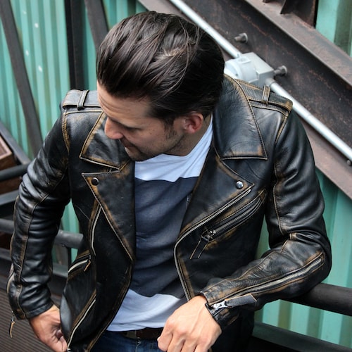 Rebel Vintage Leather Jacket Aged Napa Leather Distressed - Etsy