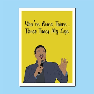 Tarjeta de Lionel Richie - Tres veces dama - Años 80 - Tarjeta retro - Divertida - Tarjeta de aniversario de amor / Tarjeta de cumpleaños