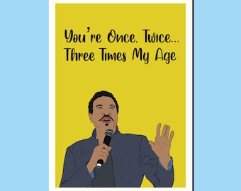 Tarjeta de Lionel Richie - Tres veces una dama - Años 80 - Tarjeta retro - Divertida - Tarjeta de aniversario de amor / Tarjeta de cumpleaños