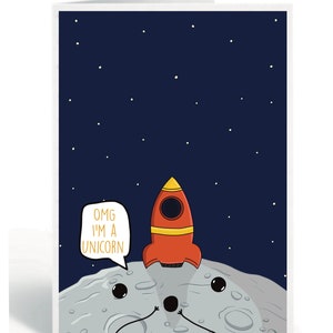 Moon / greetings card / birthday / Luna / joke card / cute