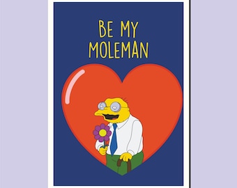 Hans Maulwurf Mann / die Simpsons / Valentinstagskarte / Grußkarte / Valentinstag