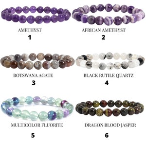 Natural Gemstone Round Beads Bracelet, Crystal Stacking Bracelet, Handmade  Men Women Crystal Bracelet, Beginners Crystals, Gift for Her, 6mm -   Sweden