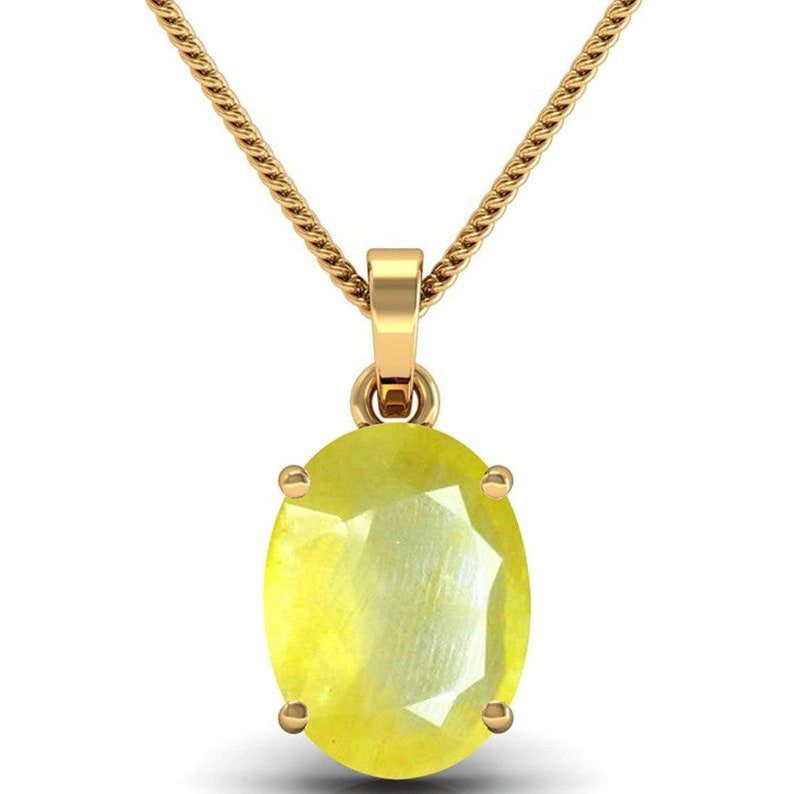 AKSHAY GEMS Yellow SapphirePukhraj Panchadhatu Men/&Women Pendant Nacklace