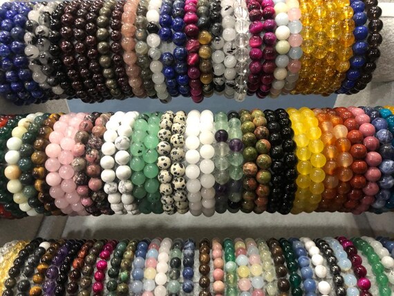 8mm Mens Womens Spot Fashion Natural Round Gemstone Beads Stretchable  Bracelets