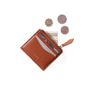 Slim Card Holder Minimalist Women Wallet Leather Coin Purse - Etsy