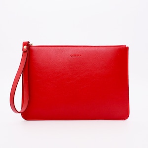 Embrague de cuero para mujer// Cartera de pulsera de cuero // Regalos para ella // Monedero de embrague con cremallera // Regalos monogramas // Embrague personalizado