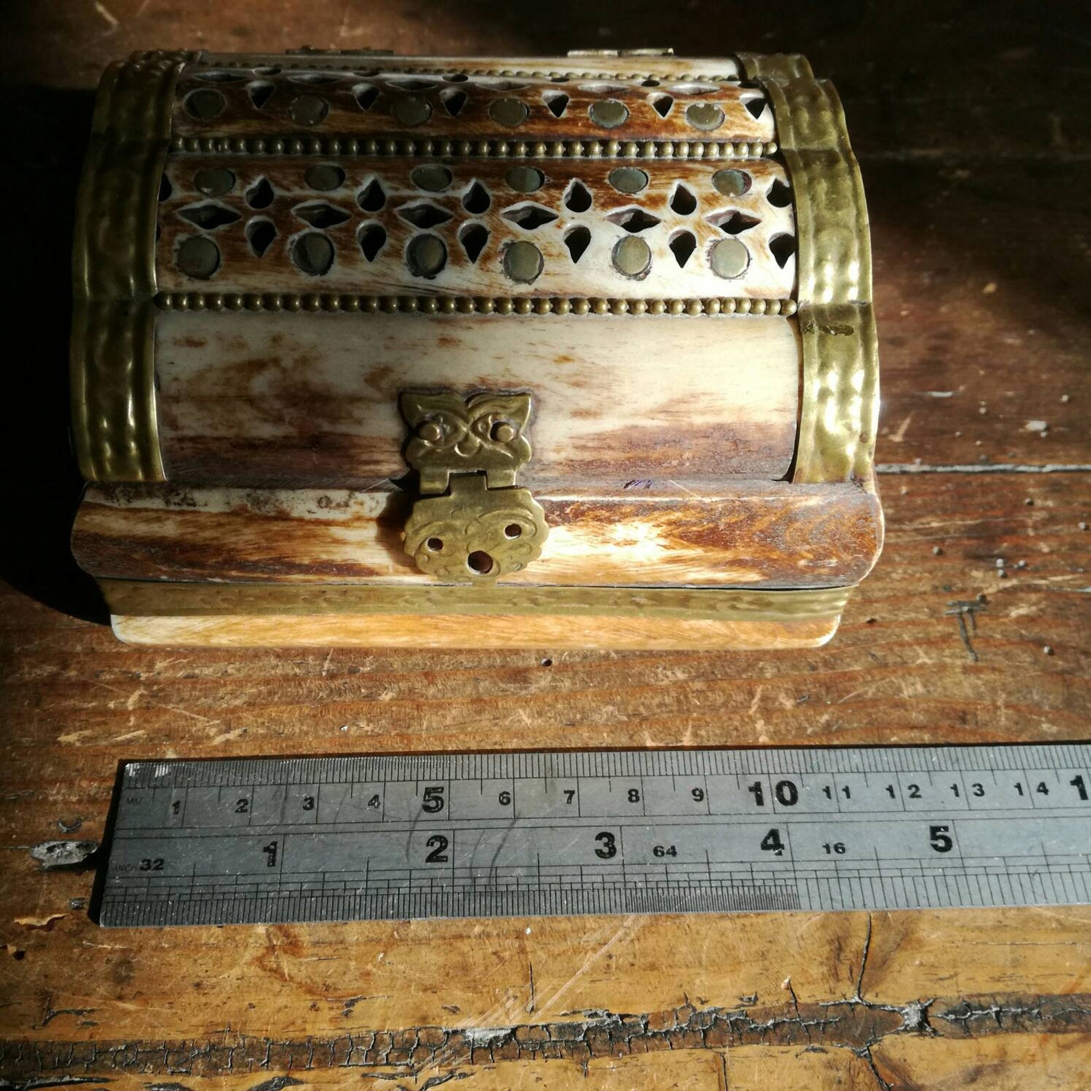 Inlaid old bronze chest from the Sahara a mini treasure chest Etsy
