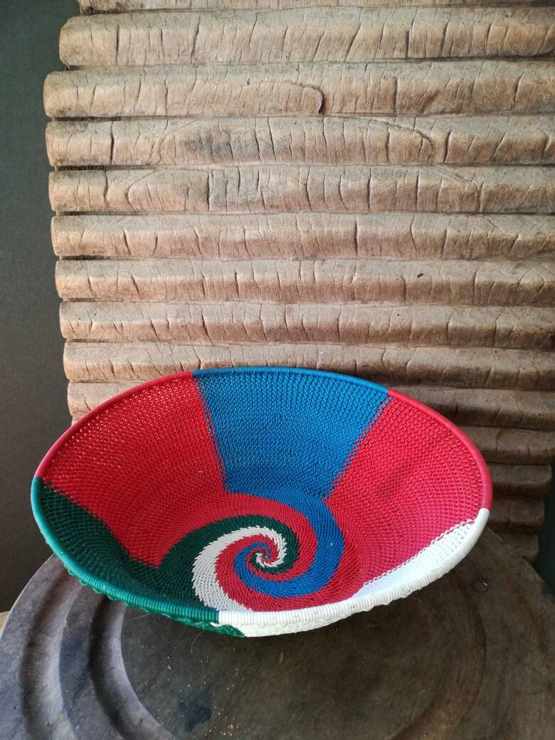 Zulu Artisan Woven African Telephone Wire Basket Vintage Etsy