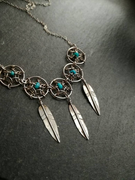 Native American Sterling silver necklace with hand