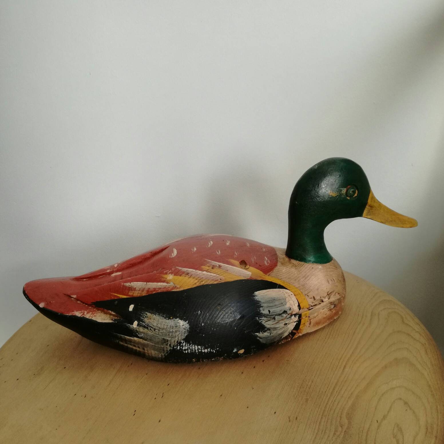 Canard Vintage Peint à La Main, Un Canard en Bois, avec Coloration Naturelle, Leurre de Canard, Art