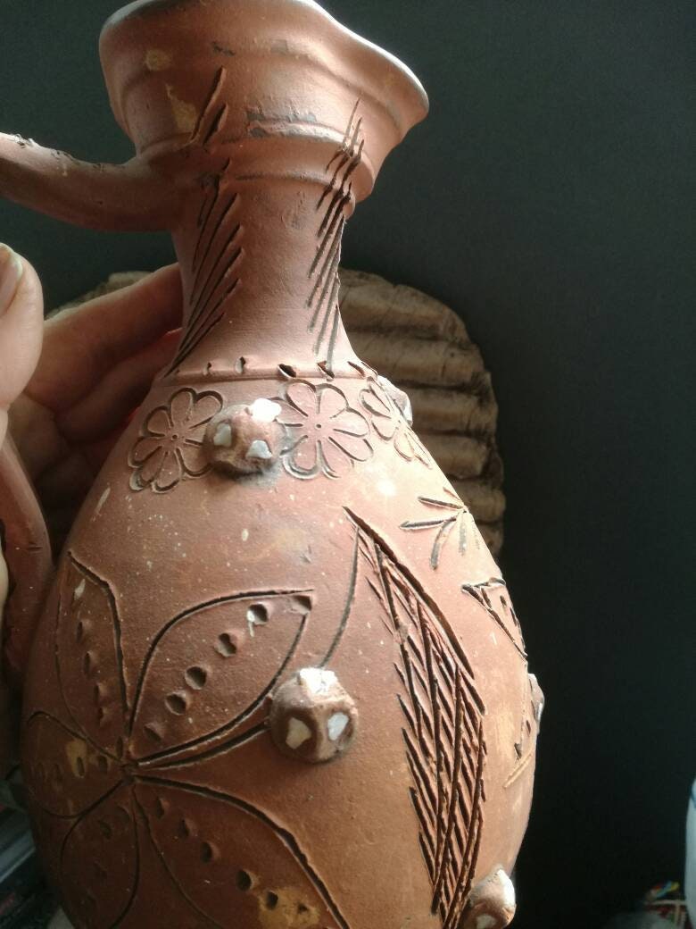 Cruche d'art Folklorique, Céramique de Poterie, avec La Couleur Normale, Terreuse Polychrome, Faïenc