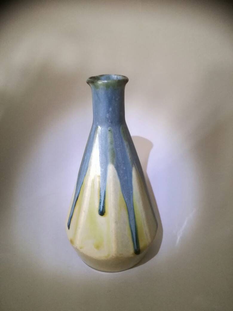 Le Vase Denbac Art Nouveaux/Déco Des Années 1920, Français Céramique avec Une Belle Couleur Bleu-Ver