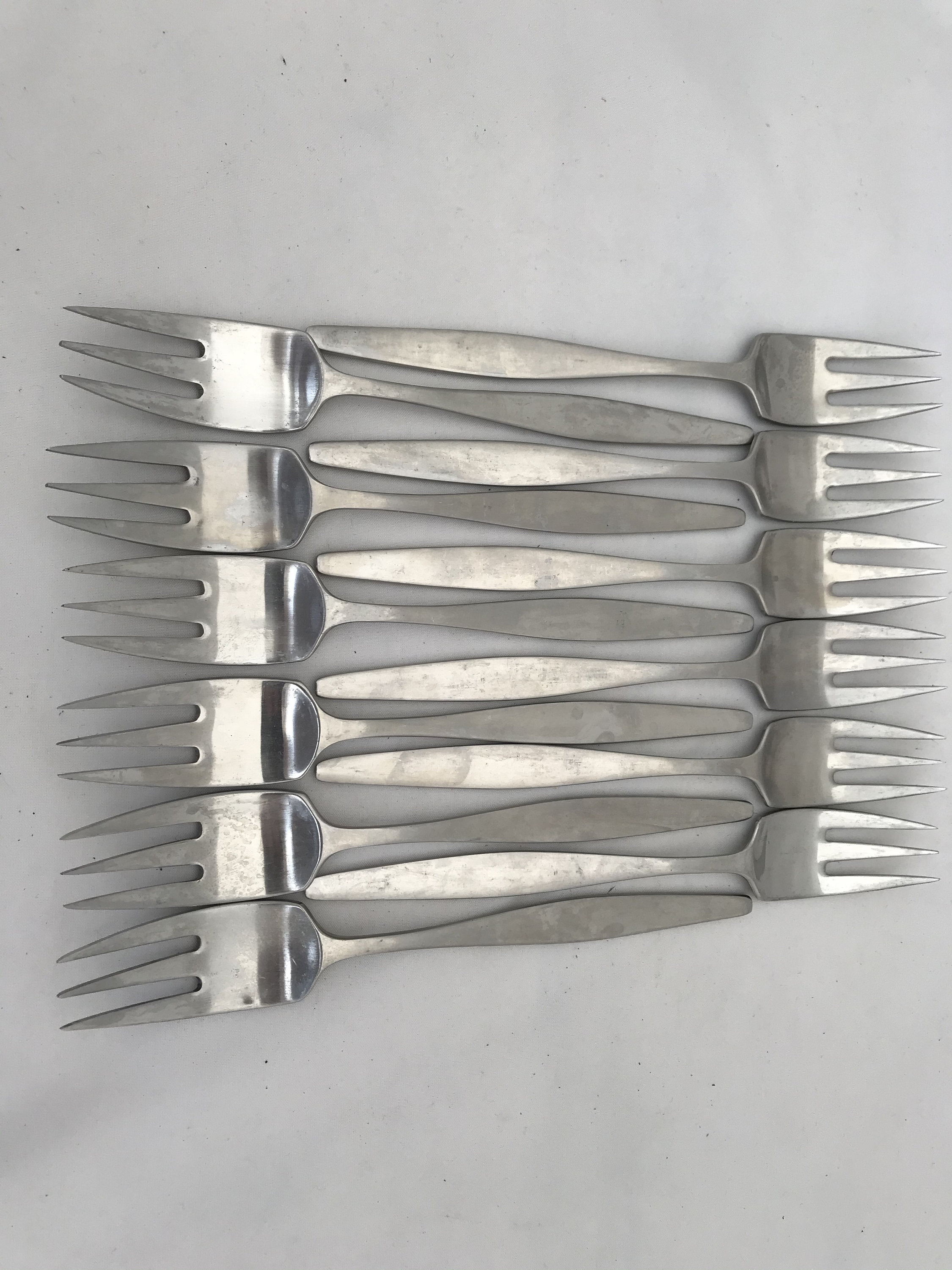 Set of 12 Norstaal 18/8 'aztec', Don Wallace Flatware, 1960's Norwegian