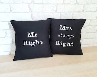 Mr right pillow | Etsy Mrs. Always Right Throw Pillows 16x16