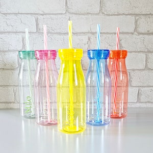 Personalised Milkshake Bottles~On Sale~Kids Drinking Bottle~Children&#39;s Party Bag~Kids Wedding Favours~Stocking Filler~Reduced~Gifts Under 5