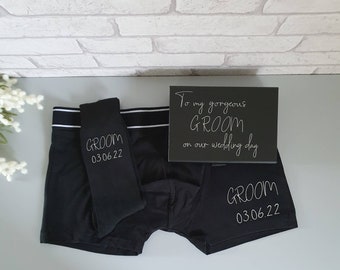 Groom Underwear Set~Gift Box for Groom~Wedding Day Gift for Groom~Bride to Groom Present~Groom Boxers~Groom Socks~Husband to Be Present