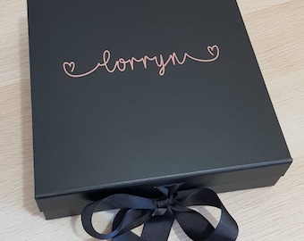 Personalised Gift Box~Black Gift Box~Bridesmaid Gift Box~Named Box~Birthday Box~New Baby Gift Box~Present Box~Keepsake Box~Birthday Wrapping