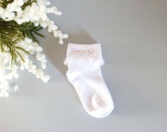 Flower Girl Socks~Bridesmaid Socks~Flower Girl Gift~Wedding Day Socks~Little Girl Socks~Frilly Socks~Bridal Party Gifts~Fiver Friday