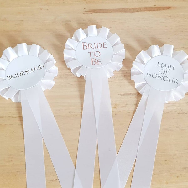 Hen Party Rosettes~Bridal Party Badges~Hen Party Decorations~Bride to Be Rosette~Bridesmaid Rosette~Maid of Honour Rosette~Hen Do