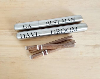 Personalized Stainless Steel Cigar Case, Groomsmen Gift