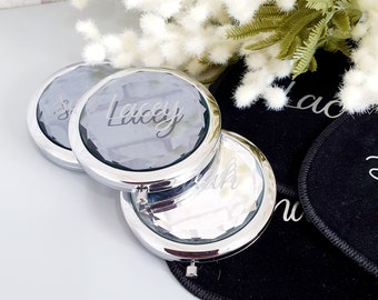 Personalised Compact Mirror~ Pocket Mirror~Monogram Compact~Bridesmaid Gift~Birthday Present for Her~Bridesmaid Proposal~Christmas Gift