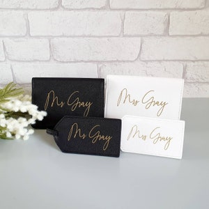 Mr and Mrs Passport Holders and Luggage Tags~His and Hers Passport Covers~Wedding Gift~Mr and Mrs Luggage Tag~Holiday Essentials~Travel Gift