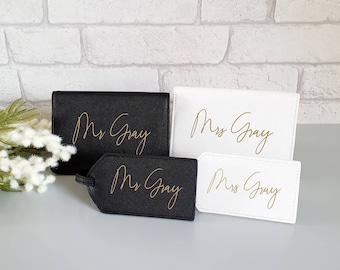 Mr and Mrs Passport Holders and Luggage Tags~His and Hers Passport Covers~Wedding Gift~Mr and Mrs Luggage Tag~Holiday Essentials~Travel Gift