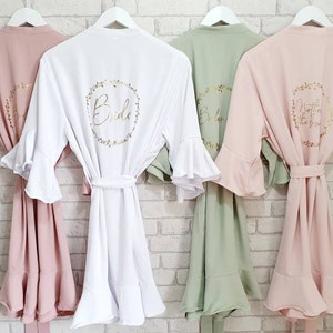 Personalised Bridal Robes~Wedding Party Gowns~Ruffle Bridal Robes~Bridesmaid Robe~Maid of Honour Robe~Bride Robe~Hen Weekend Robes