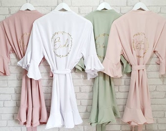 Personalised Bridal Robes~Wedding Party Gowns~Ruffle Bridal Robes~Bridesmaid Robe~Maid of Honour Robe~Bride Robe~Hen Weekend Robes