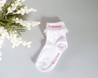 Bridesmaid Socks~Flower Girl Socks~Flower Girl Gift~Wedding Day Socks~Little Girl Socks~Frilly Socks~Bridal Party Gifts~Fiver Friday