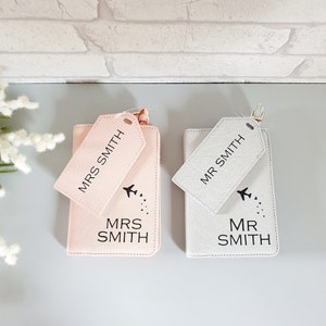 Personalised Passport Holders~Mr & Mrs Passport Covers~Wedding Present~Honeymoon Gift~Luggage Tags~Custom Luggage Tags~Luxury Holiday Gift