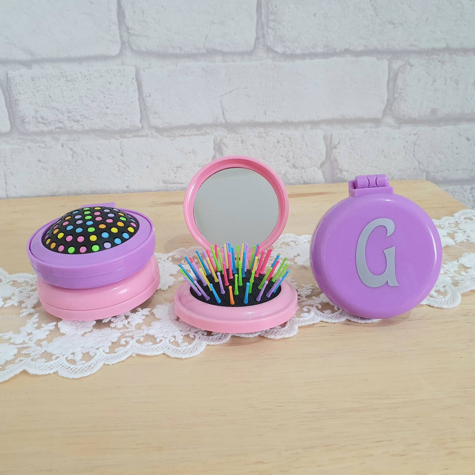 Compact Mirror and Brush Setpersonalised Giftflower Girl Etsy