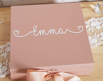 Personalised Gift Box~Rose Gold Gift Box~Bridesmaid Gift Box~Named Box~Birthday Box~New Baby Gift Box~Present Box~Keepsake Box~Christmas Box