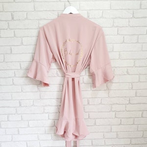 Dusky Pink Robe~Bridesmaid Robe~Frill Edge Robe~Wedding Day Robe~Maid of Honour Robe~Personalised Robe~Wedding Gown~Mother of the bride robe