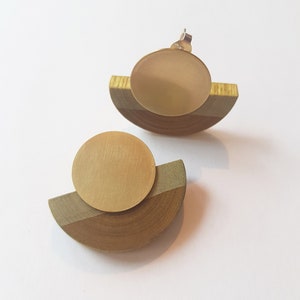 Geometric Wood Green Colour Earrings made from Natural Material/Minimal Modern Artist Jewelry/ Sustainable Eco Earrings/Monochromatic Green