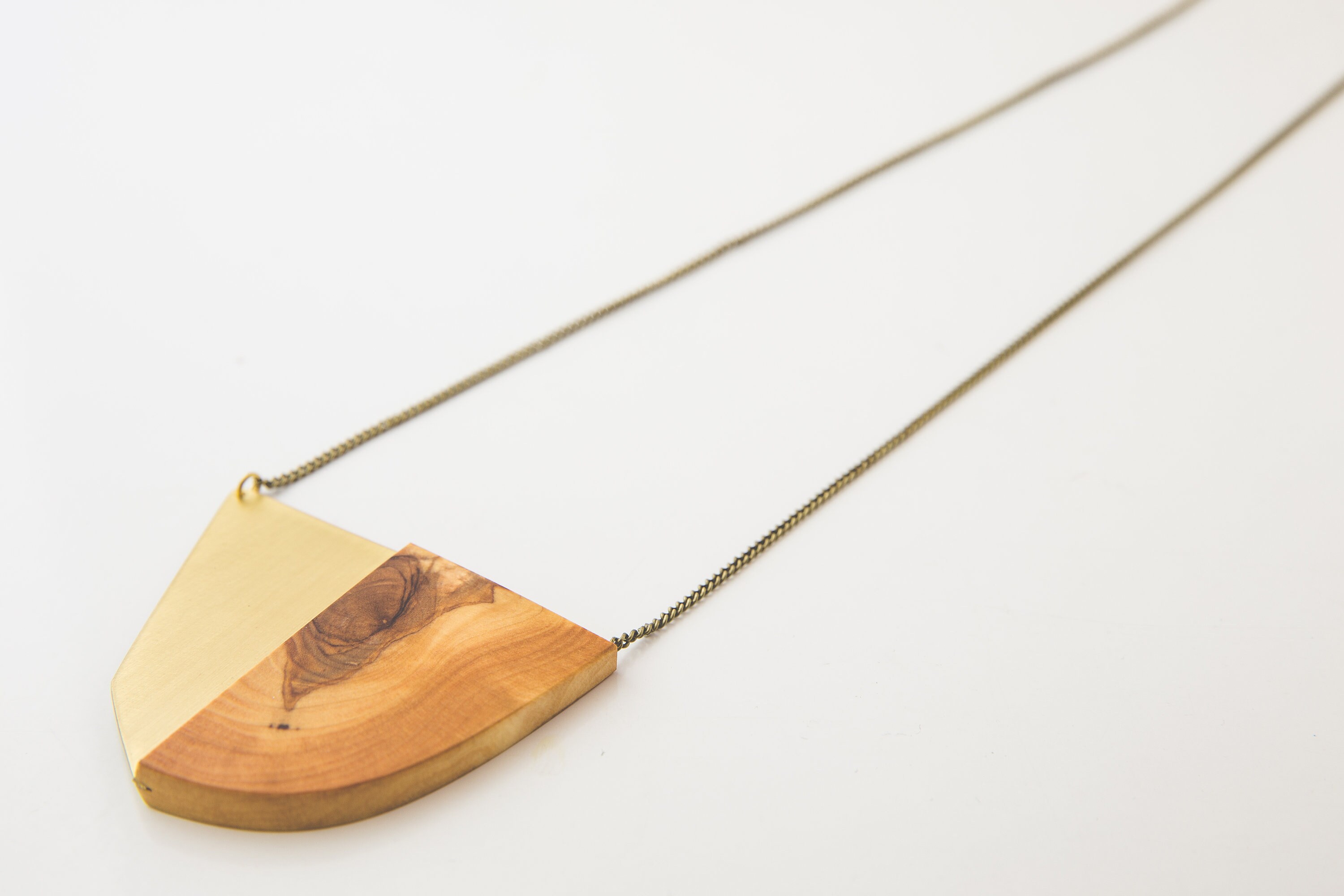Gift for Wife birthday gift/statement handmade brass olive wood pendant necklace/upycled natural jewelry/handmade wood art