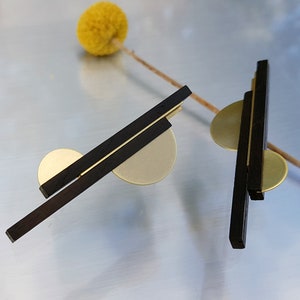 Timeless wood earrings inspired with Bauhaus design movement made in Bog oak, Ecological and Sustainable Design image 6
