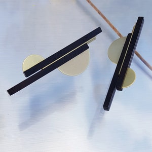 Timeless wood earrings inspired with Bauhaus design movement made in Bog oak, Ecological and Sustainable Design image 4