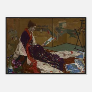 Framed James Whistler &#39;Caprice in Purple and Gold: The Golden Screen&#39; Print | Elegant Floral Art | Classic Fine Décor