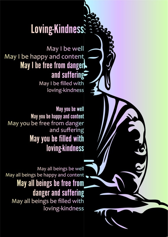 Buddha Loving Kindness Mantra Art Poster Etsy Buddha Loving Kindness Mantra Art Poster Etsy