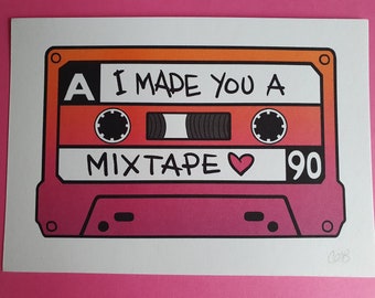 Mixtape mini print A6 (Orange/Pink)