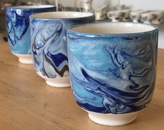 Marbled latte mug - Mug for hot and cold drinks - Wheel trown mug - porcelain - Porcelain mug - Birthday gift - Wedding gift