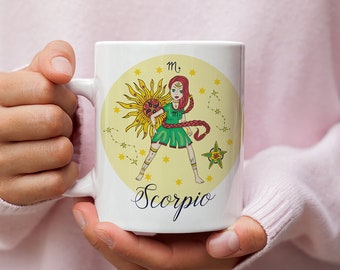 Scorpio Mug - Scorpio Mug - Scorpio Gift - Scorpio Coffee Mug - Scorpio Design Mug -  Zodiac Gift Scorpio - Optional Design On Back