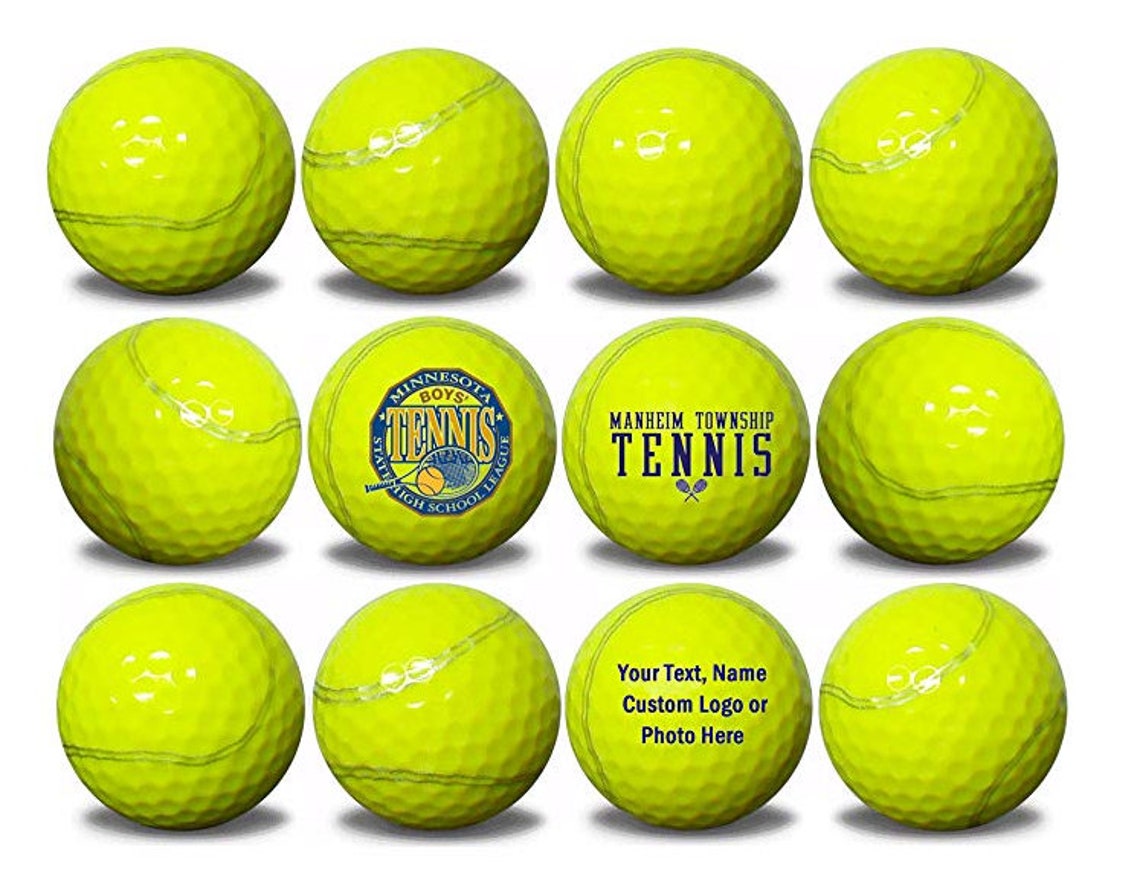 Personalized Tennis Ball Golf Balls 12 Pack Upload Your Logo Etsy