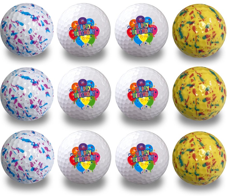 Happy Birthday Confetti Golf Balls 12 Pack Personalize the Etsy