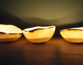 Translucent | small white porcelain tea light dish  | gifts for meditation | birthday | Christmas | housewarming | made in Ireland