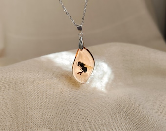 Collar de abeja preservada: colgante de resina color ámbar con insecto real, colgante de abeja, joyería de insectos